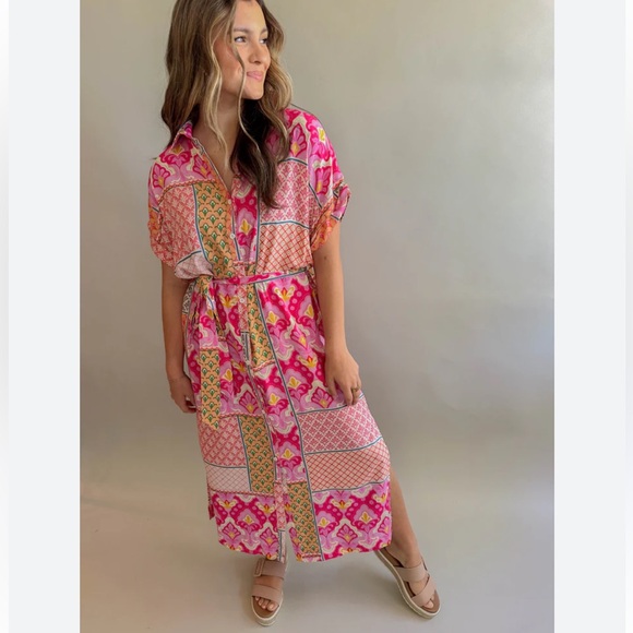 Umgee Dresses & Skirts - Multi Print Button Down Midi by umgee